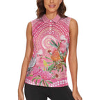 Personalized Pink Galah Aboriginal Dot Art Women Sleeveless Polo Shirt Australia’s Breast Cancer Awareness - Aussie Hoodie