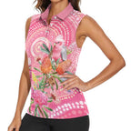 Personalized Pink Galah Aboriginal Dot Art Women Sleeveless Polo Shirt Australia’s Breast Cancer Awareness - Aussie Hoodie