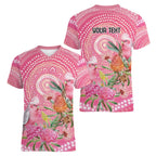Personalized Pink Galah Aboriginal Dot Art Women V-Neck T-Shirt Australia’s Breast Cancer Awareness - Aussie Hoodie