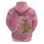 Personalized Pink Galah Aboriginal Dot Art Zip Hoodie Australia’s Breast Cancer Awareness - Aussie Hoodie