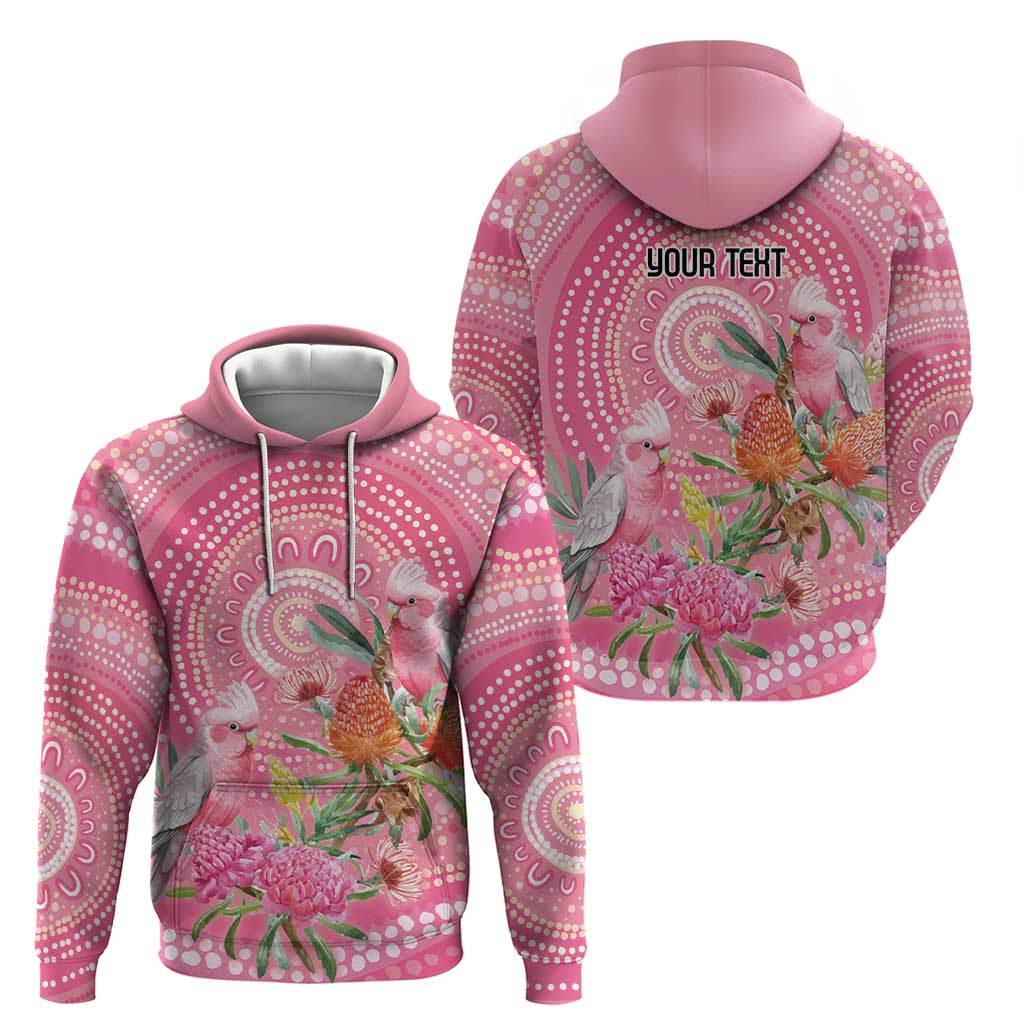 Personalized Pink Galah Aboriginal Dot Art Zip Hoodie Australia’s Breast Cancer Awareness - Aussie Hoodie