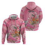 Personalized Pink Galah Aboriginal Dot Art Zip Hoodie Australia’s Breast Cancer Awareness - Aussie Hoodie