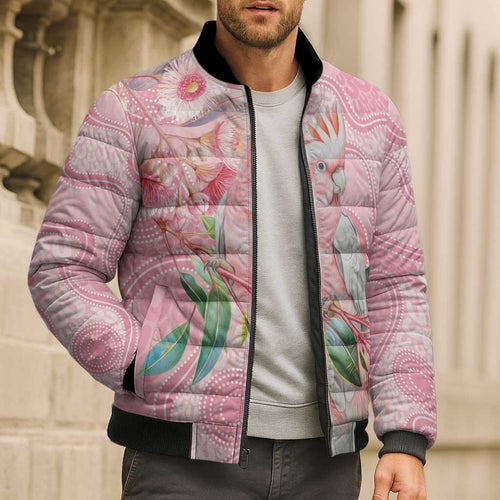 Personalized Pink Galah Fight for Hope and Healing Bomber Puffer Jacket Australia’s Breast Cancer Awareness - Aussie Hoodie