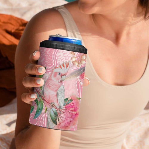Personalized Pink Galah Fight for Hope and Healing 4 in 1 Can Cooler Tumbler Australia’s Breast Cancer Awareness - Aussie Hoodie