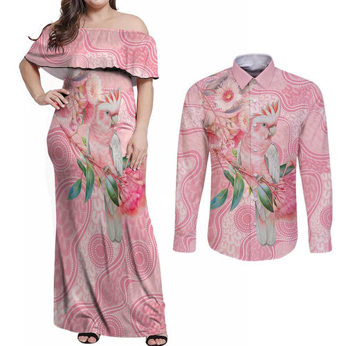 Personalized Pink Galah Fight for Hope and Healing Couples Matching Off Shoulder Maxi Dress and Long Sleeve Button Shirt Australia’s Breast Cancer Awareness - Aussie Hoodie