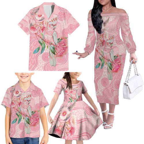 Personalized Pink Galah Fight for Hope and Healing Family Matching Off The Shoulder Long Sleeve Dress and Hawaiian Shirt Australia’s Breast Cancer Awareness - Aussie Hoodie