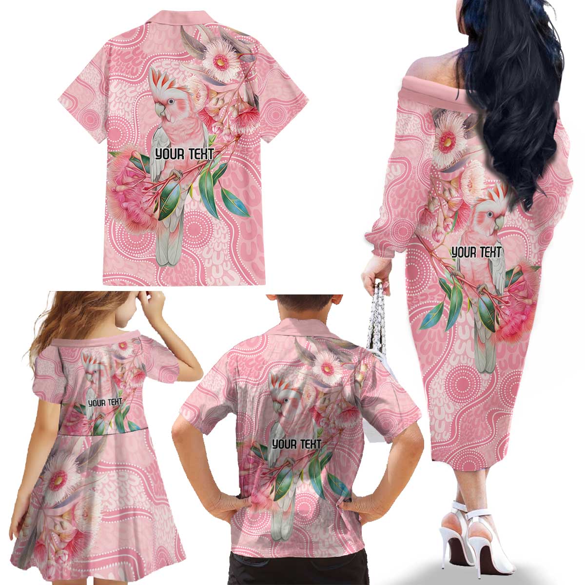 Personalized Pink Galah Fight for Hope and Healing Family Matching Off The Shoulder Long Sleeve Dress and Hawaiian Shirt Australia’s Breast Cancer Awareness - Aussie Hoodie