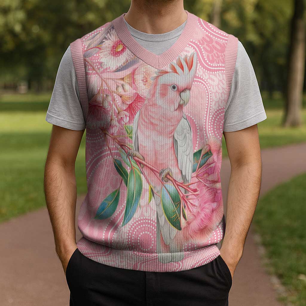 Personalized Pink Galah Fight for Hope and Healing Christmas Knitted V-Neck Vest Australia’s Breast Cancer Awareness - Aussie Hoodie