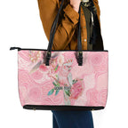 Personalized Pink Galah Fight for Hope and Healing Leather Tote Bag Australia’s Breast Cancer Awareness - Aussie Hoodie