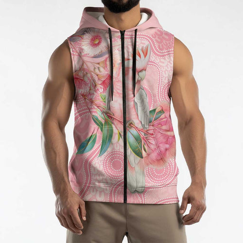 Personalized Pink Galah Fight for Hope and Healing Sleeveless Zip Hoodie Australias Breast Cancer Awareness LT9