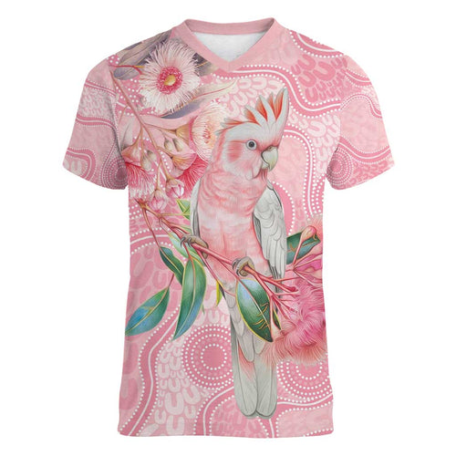 Personalized Pink Galah Fight for Hope and Healing Women V-Neck T-Shirt Australia’s Breast Cancer Awareness - Aussie Hoodie