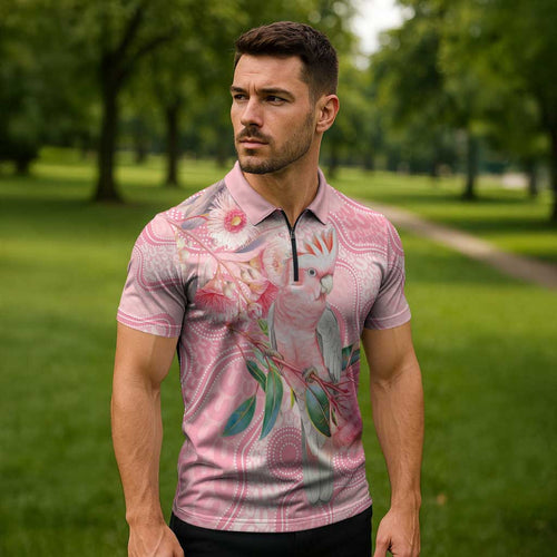 Personalized Pink Galah Fight for Hope and Healing Zipper Polo Shirt Australia’s Breast Cancer Awareness - Aussie Hoodie
