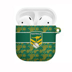 Australia Rugby Kangaroo AirPods Case Green Gold Aboriginal Dot Geometry