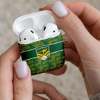 Australia Rugby Kangaroo AirPods Case Green Gold Aboriginal Dot Geometry