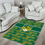 Australia Rugby Kangaroo Area Rug Green Gold Aboriginal Dot Geometry