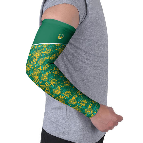 Australia Rugby Kangaroo Arm Sleeves Green Gold Aboriginal Dot Geometry