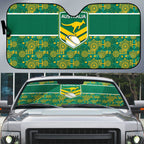 Australia Rugby Kangaroo Auto Sun Shade Green Gold Aboriginal Dot Geometry