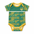 Australia Rugby Kangaroo Baby Onesie Green Gold Aboriginal Dot Geometry