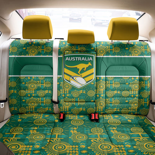 Australia Rugby Kangaroo Back Car Seat Cover Green Gold Aboriginal Dot Geometry