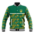 Australia Rugby Kangaroo Baseball Jacket Green Gold Aboriginal Dot Geometry
