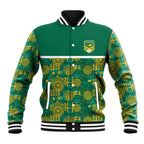 Australia Rugby Kangaroo Baseball Jacket Green Gold Aboriginal Dot Geometry