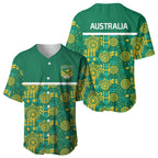 Australia Rugby Kangaroo Baseball Jersey Green Gold Aboriginal Dot Geometry