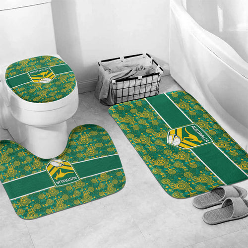 Australia Rugby Kangaroo Bathroom Set Green Gold Aboriginal Dot Geometry