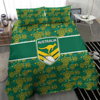 Australia Rugby Kangaroo Bedding Set Green Gold Aboriginal Dot Geometry