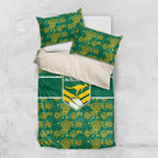 Australia Rugby Kangaroo Bedding Set Green Gold Aboriginal Dot Geometry