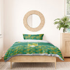 Australia Rugby Kangaroo Bedding Set Green Gold Aboriginal Dot Geometry