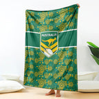 Australia Rugby Kangaroo Blanket Green Gold Aboriginal Dot Geometry
