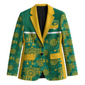 Australia Rugby Kangaroo Blazer Green Gold Aboriginal Dot Geometry