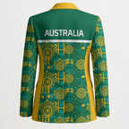 Australia Rugby Kangaroo Blazer Green Gold Aboriginal Dot Geometry