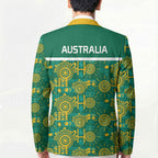 Australia Rugby Kangaroo Blazer Green Gold Aboriginal Dot Geometry
