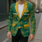 Australia Rugby Kangaroo Blazer Green Gold Aboriginal Dot Geometry