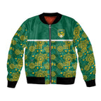 Australia Rugby Kangaroo Bomber Jacket Green Gold Aboriginal Dot Geometry