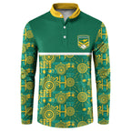 Australia Rugby Kangaroo Button Sweatshirt Green Gold Aboriginal Dot Geometry
