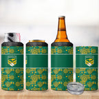 Australia Rugby Kangaroo 4 in 1 Can Cooler Tumbler Green Gold Aboriginal Dot Geometry