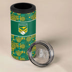 Australia Rugby Kangaroo 4 in 1 Can Cooler Tumbler Green Gold Aboriginal Dot Geometry