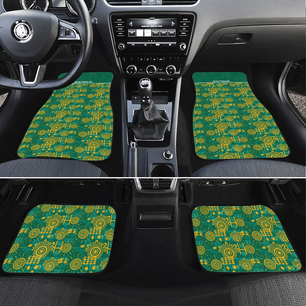 Australia Rugby Kangaroo Car Mats Green Gold Aboriginal Dot Geometry