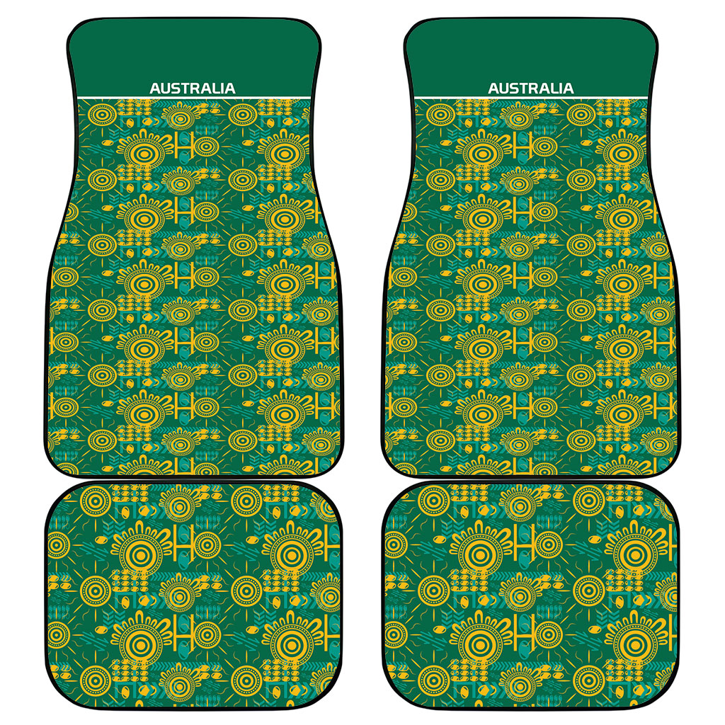 Australia Rugby Kangaroo Car Mats Green Gold Aboriginal Dot Geometry