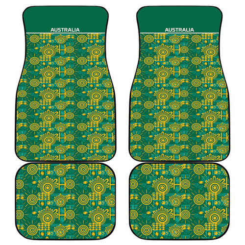 Australia Rugby Kangaroo Car Mats Green Gold Aboriginal Dot Geometry