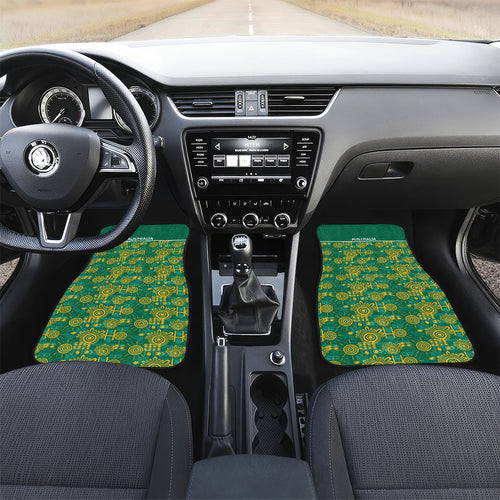 Australia Rugby Kangaroo Car Mats Green Gold Aboriginal Dot Geometry