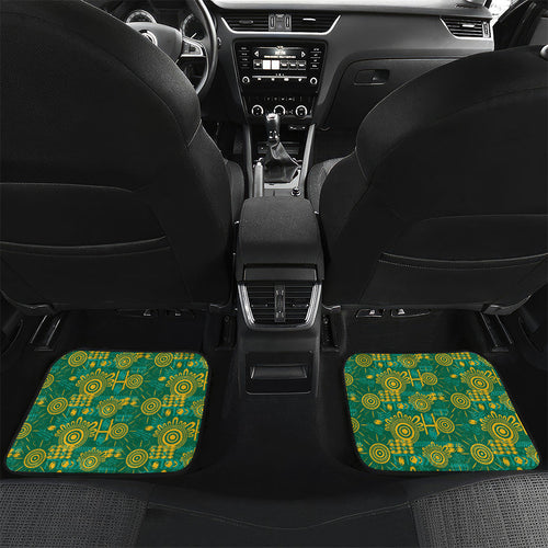 Australia Rugby Kangaroo Car Mats Green Gold Aboriginal Dot Geometry