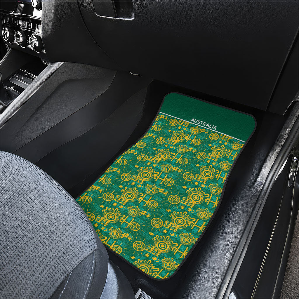 Australia Rugby Kangaroo Car Mats Green Gold Aboriginal Dot Geometry