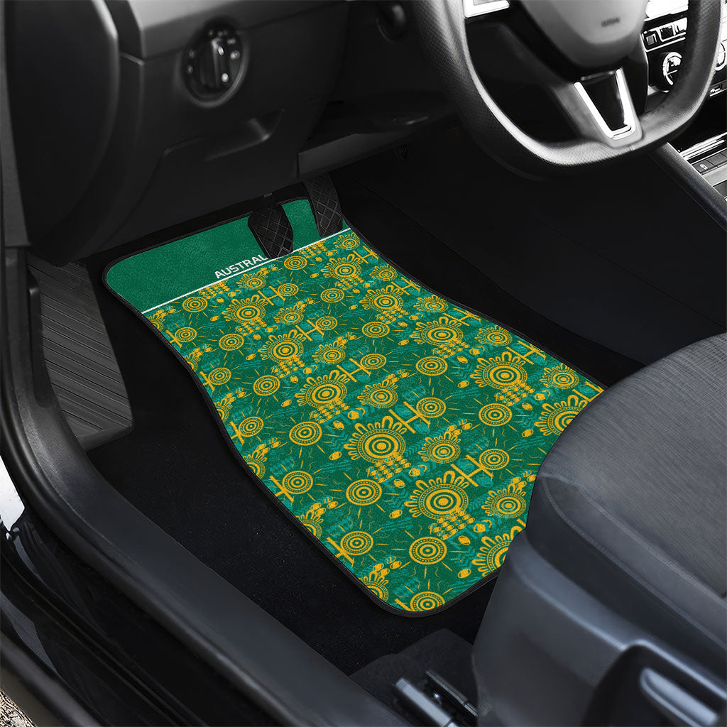 Australia Rugby Kangaroo Car Mats Green Gold Aboriginal Dot Geometry