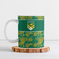 Australia Rugby Kangaroo Ceramic Mug Green Gold Aboriginal Dot Geometry