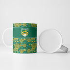Australia Rugby Kangaroo Ceramic Mug Green Gold Aboriginal Dot Geometry