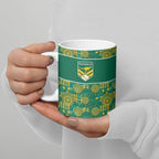 Australia Rugby Kangaroo Ceramic Mug Green Gold Aboriginal Dot Geometry