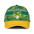 Australia Rugby Kangaroo Classic Cap Green Gold Aboriginal Dot Geometry
